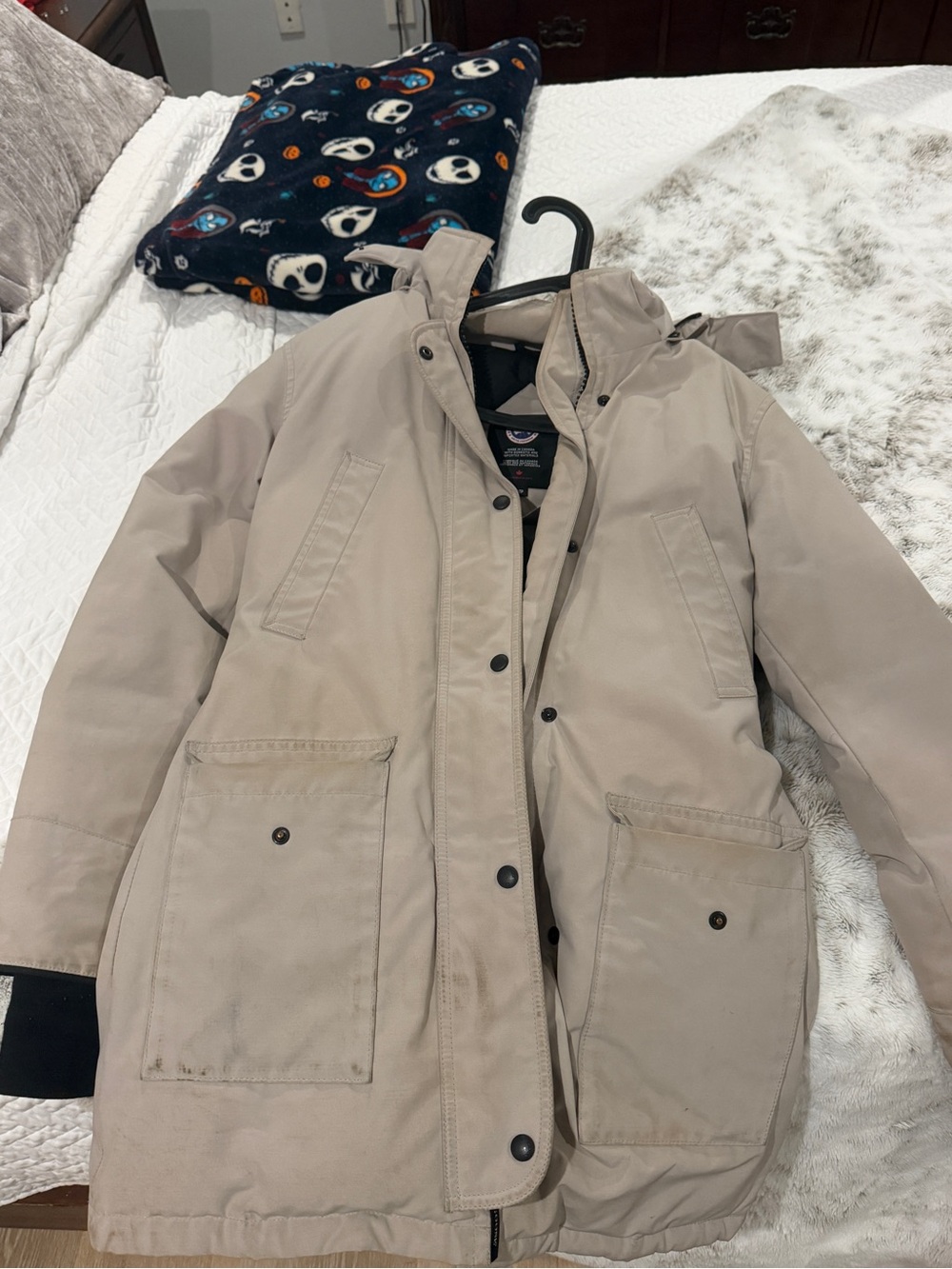 Canada Goose Limestone Trench Coat with Real Fur Hood